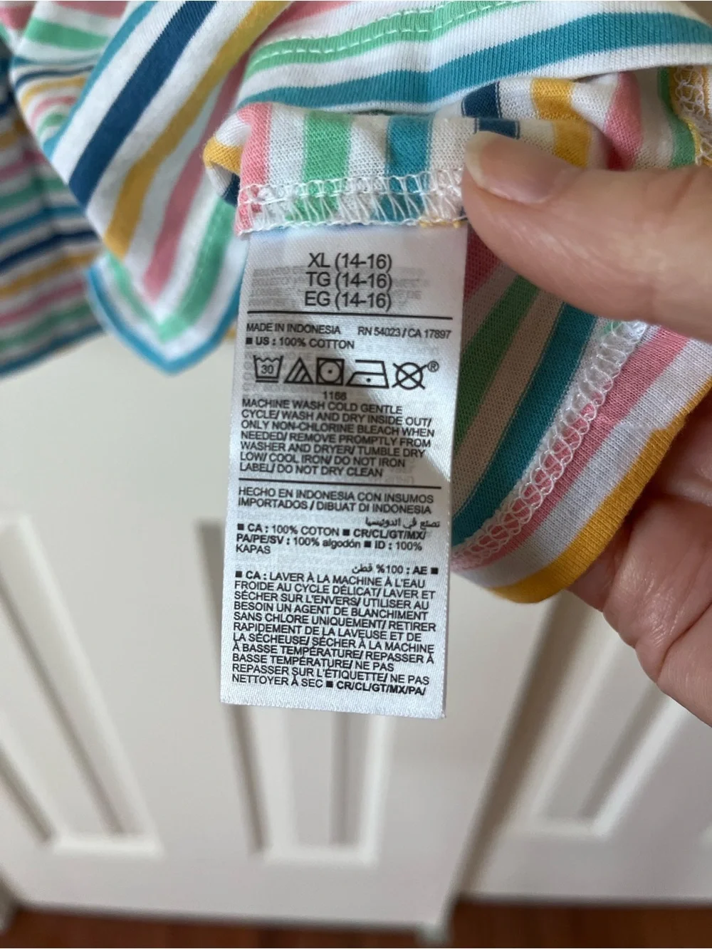 Old Navy Girls White Dress with Rainbow Stripes, XL (14-16)